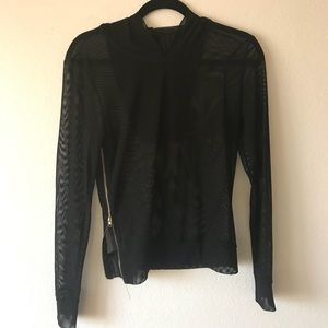 Black Mesh Hoodie